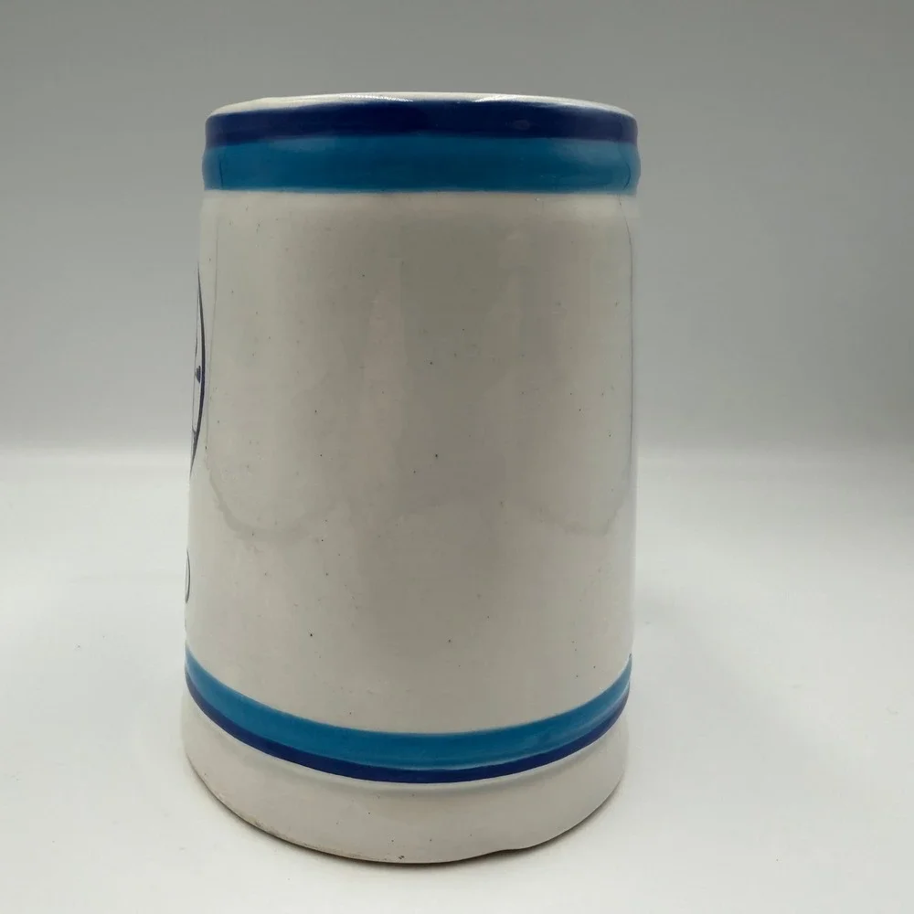 Cabo Wabo Cantina Beer Stein Mug Blue White Lighthouse Ceramic Cat-Mex Mexico